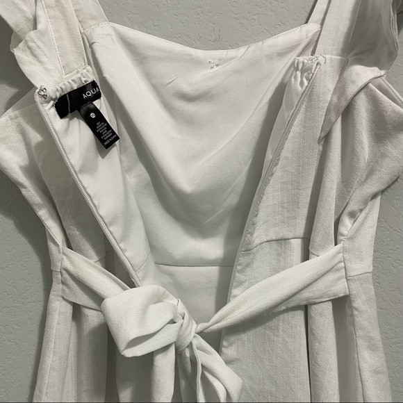 Aqua Dress Button Down Ruffle Sleeveless White Mini Womens XS - Picture 6 of 15